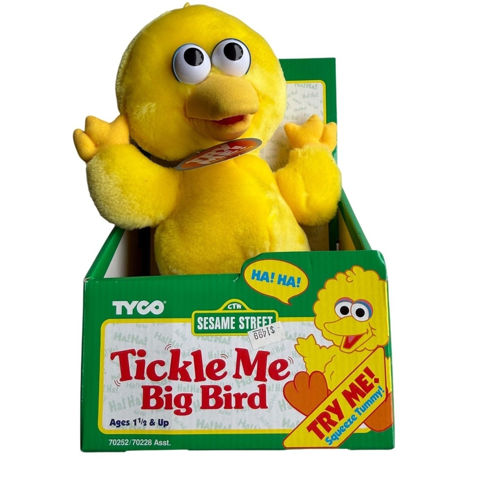 Vintage Tyco Sesame Street Tickle Me Big Bird Plush Toy New In Box 70252